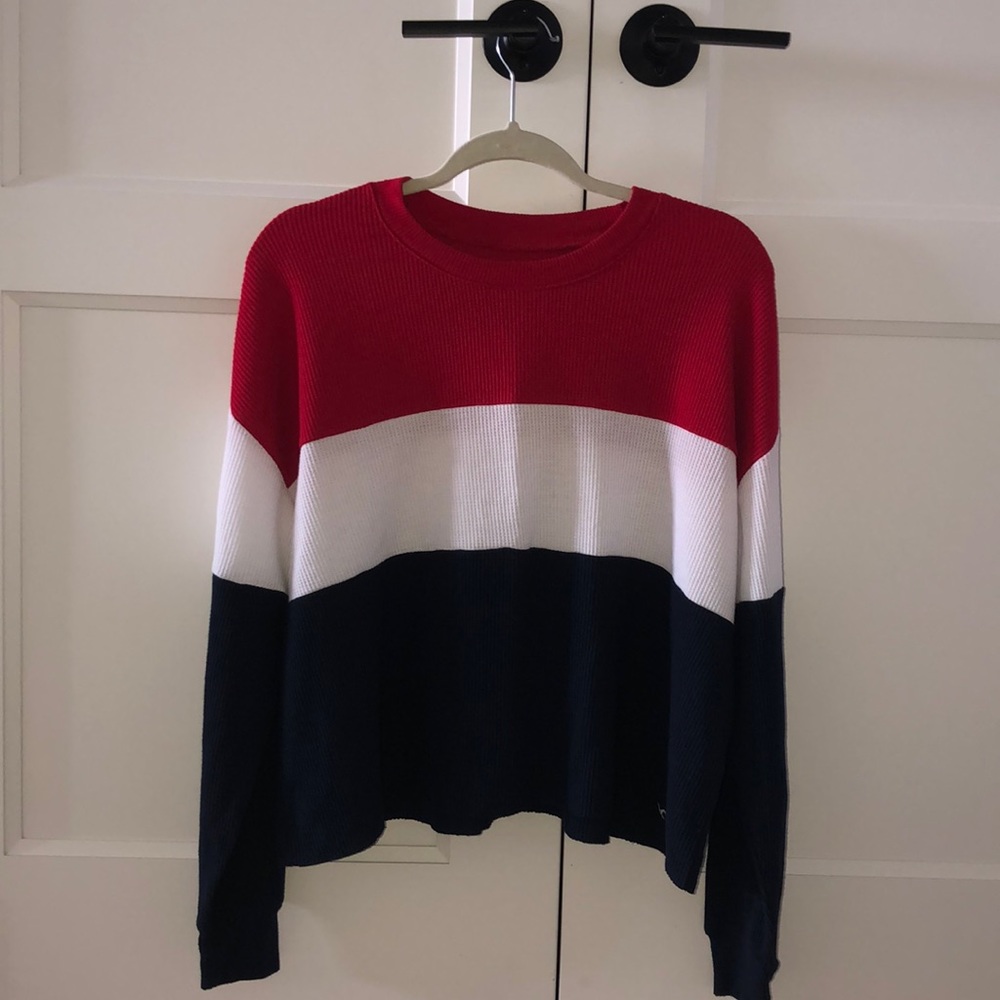 Hollister Long Sleve Red White and Blue top